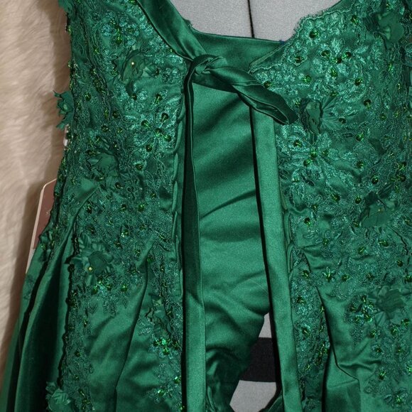 Green Floral Formal GOWN BY STACEES Size 16 NEW Short sleeve - Picture 11 of 13